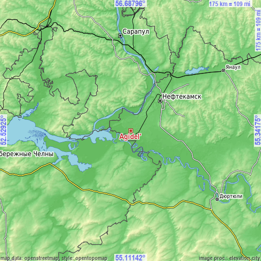 Topographic map of Agidel’