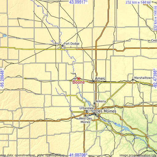 Topographic map of Boone