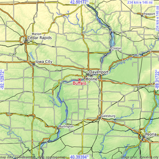 Topographic map of Buffalo