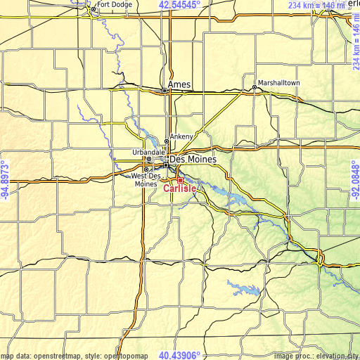 Topographic map of Carlisle