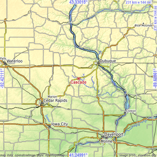 Topographic map of Cascade