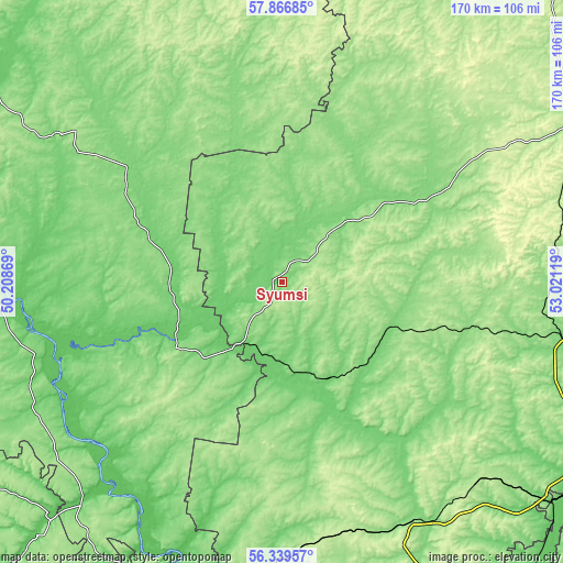 Topographic map of Syumsi
