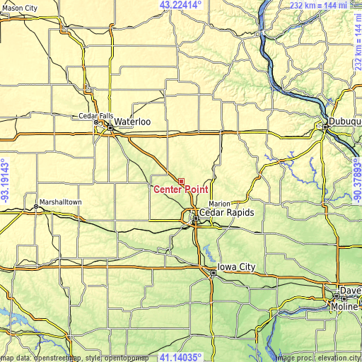 Topographic map of Center Point