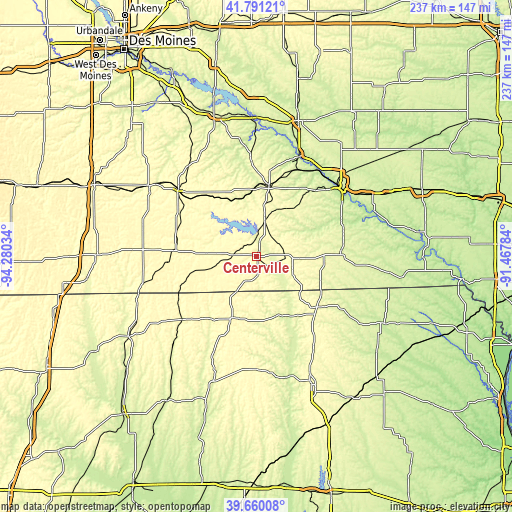 Topographic map of Centerville