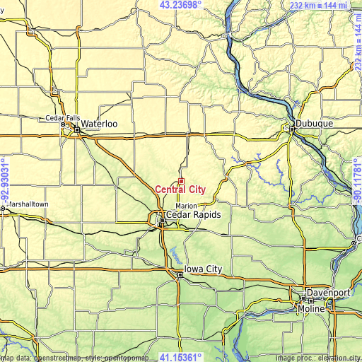 Topographic map of Central City