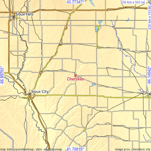 Topographic map of Cherokee