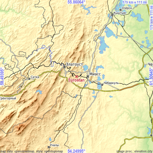 Topographic map of Syrostan