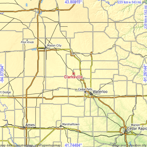 Topographic map of Clarksville