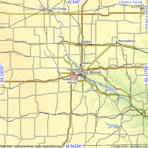 Topographic map of Clive