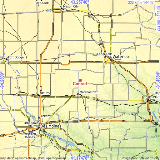 Topographic map of Conrad