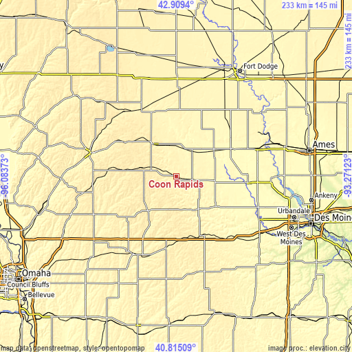 Topographic map of Coon Rapids