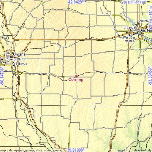 Topographic map of Corning