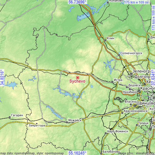 Topographic map of Sychëvo