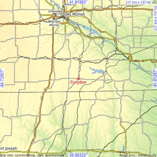 Topographic map of Corydon