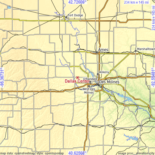 Topographic map of Dallas Center