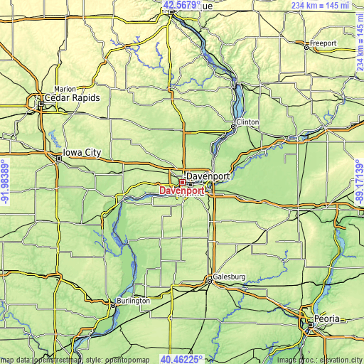 Topographic map of Davenport
