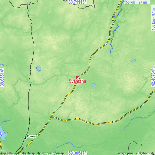 Topographic map of Syamzha