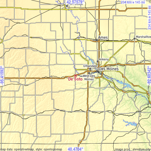 Topographic map of De Soto