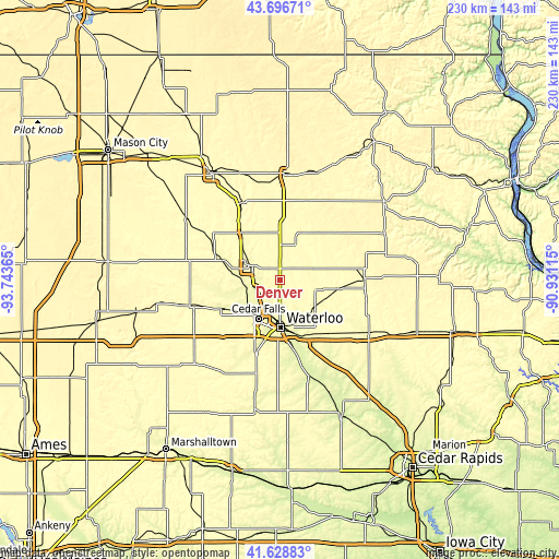 Topographic map of Denver