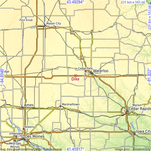 Topographic map of Dike