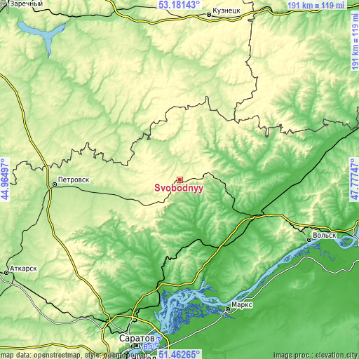 Topographic map of Svobodnyy