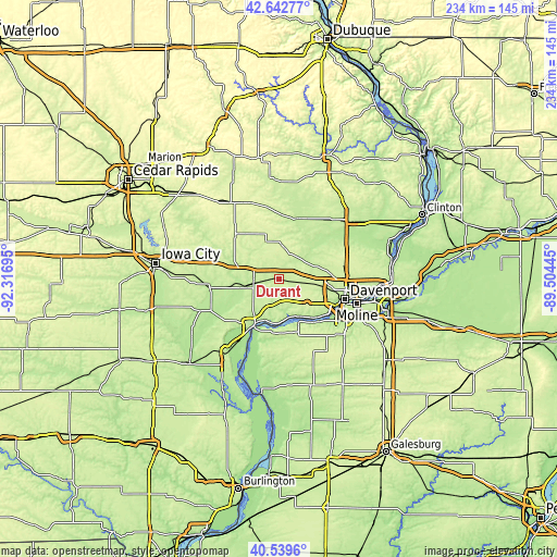 Topographic map of Durant