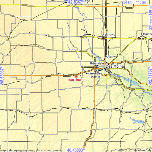 Topographic map of Earlham