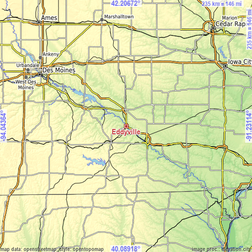 Topographic map of Eddyville