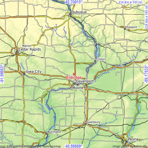 Topographic map of Eldridge