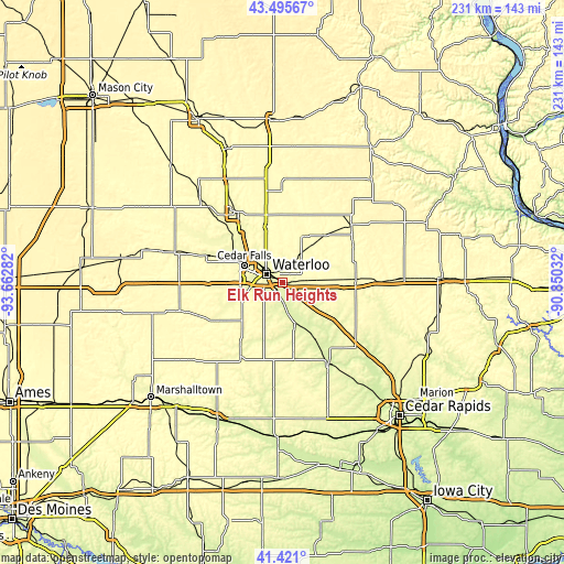 Topographic map of Elk Run Heights