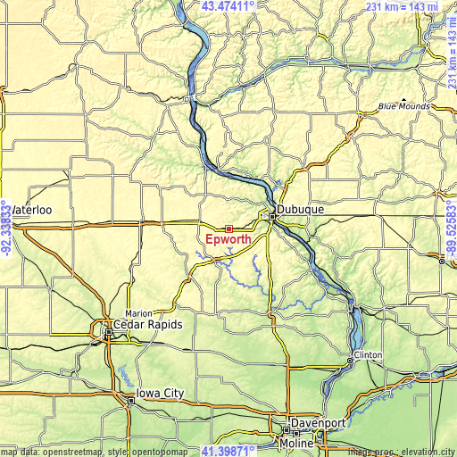 Topographic map of Epworth