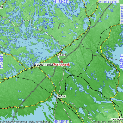 Topographic map of Svetogorsk