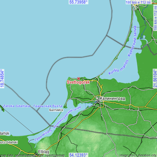 Topographic map of Svetlogorsk