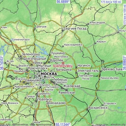 Topographic map of Sverdlovskiy