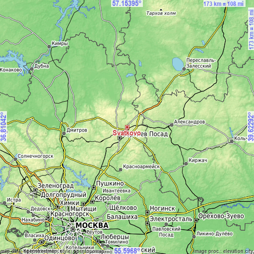 Topographic map of Svatkovo