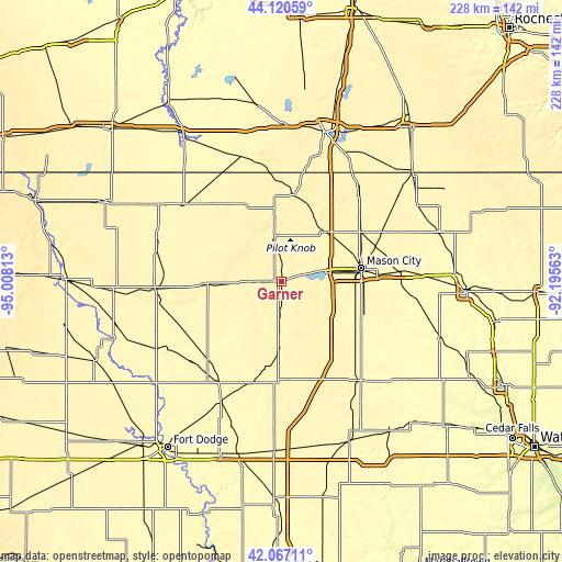 Topographic map of Garner