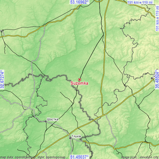 Topographic map of Suzëmka