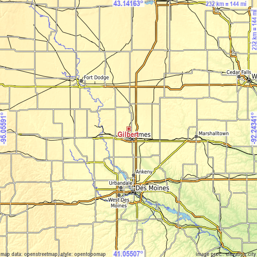 Topographic map of Gilbert