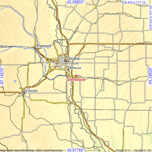 Topographic map of Glenwood