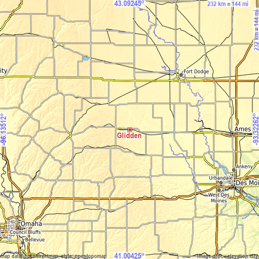 Topographic map of Glidden