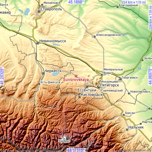 Topographic map of Suvorovskaya