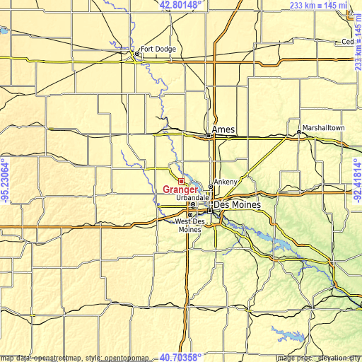 Topographic map of Granger