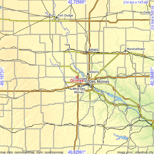 Topographic map of Grimes