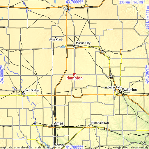 Topographic map of Hampton