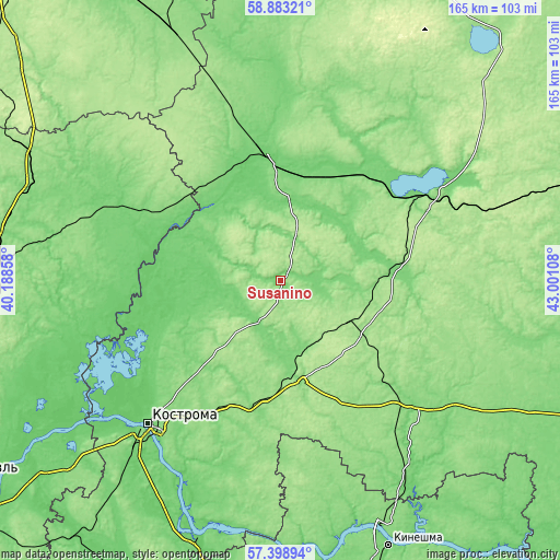 Topographic map of Susanino