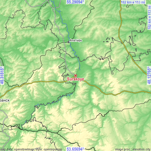 Topographic map of Surskoye