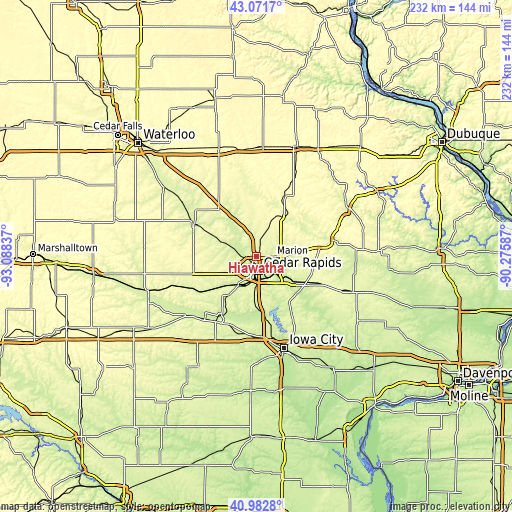 Topographic map of Hiawatha