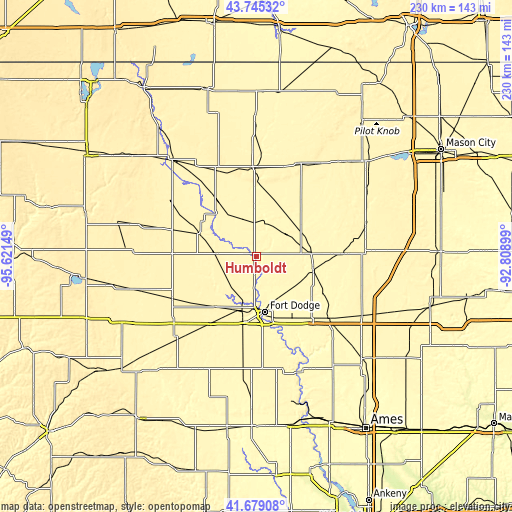 Topographic map of Humboldt