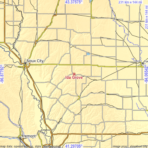 Topographic map of Ida Grove