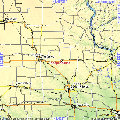 Topographic map of Independence